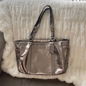Coach purse metallic gray